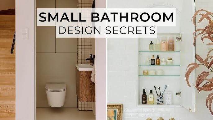 Een minimalistisch klein toilet en een georganiseerde badkamerkast.